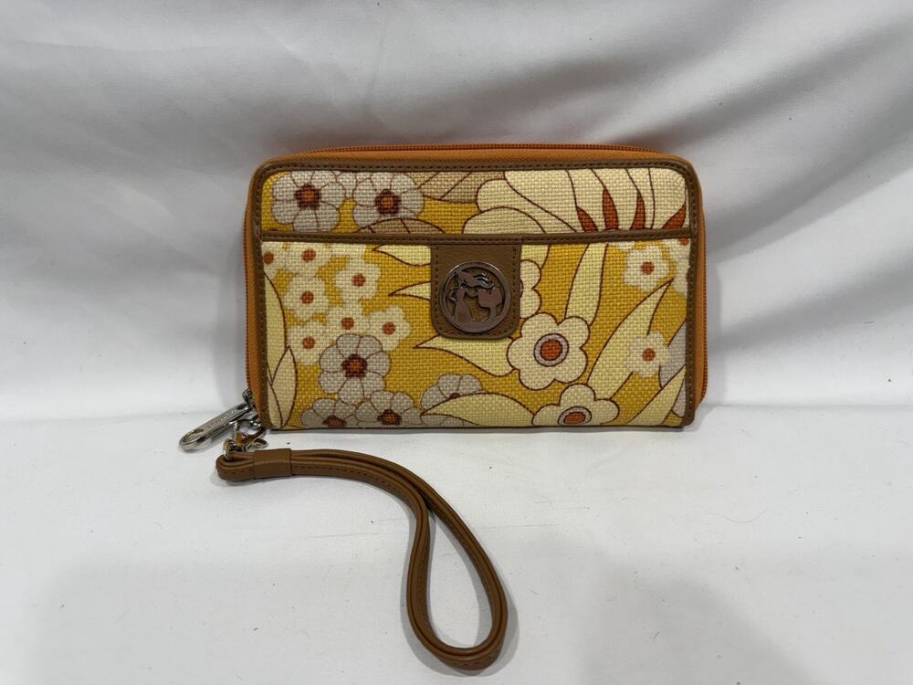 Spartina 449 Floral Summer House Mermaids Song Linen Leather Wallet Wristlet